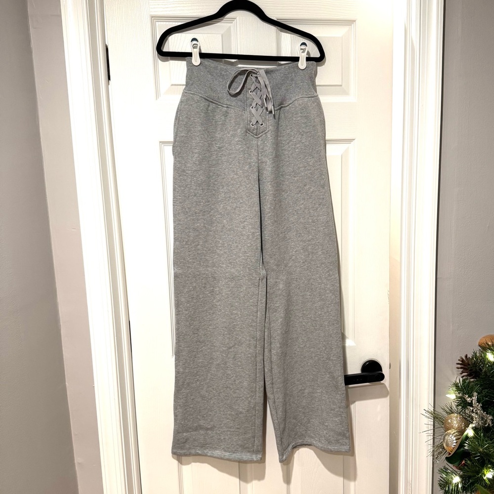 Victoria's Secret Gray Corset Lace-Up Sweatpants Long